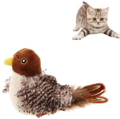 Simulated Chirping Bird, Zwitschernder Vogel Katzenspielzeug, Vogelspielzeug für Katzen, Lustige Quietsch-Katzenspielzeug, Simulierten Vögeln Katzenspielzeug, Interaktives Plüsch Katzenspielzeug