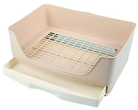 SGerste Large Rabbit Toilet Box Trainer Potty Corner Tray Litter with Drawer Pet Pan for Adult Hamster Guinea Pig Ferret Galesaur Bunny (Beige)