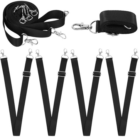4pcs Pferdedecke Beingurte, 68-125cm Verstellbar aus Nylon Pferdezeichen-Riemen mit Metall Drehbare Clips, Pferdedecke Bauchgurte Zubehör Ersatz für Pferdeausstattung, Schwarz