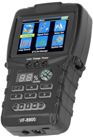 Digitales Satelliten-Finder-Messgerät, VF-8900 950–2150 MHz DVB-S/S2/MPEG 2/MPEG 4 Satellitenstärkemessgerät, 2,4-Zoll-TFT-LCD-Display, Mini-SAT-Finder Zum Einstellen der
