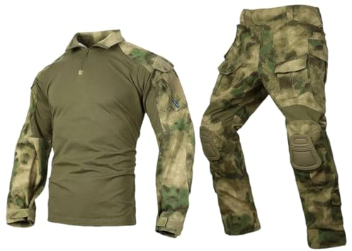 Suwequest Taktische Kampfuniform-Set, Hemd, Hose, Oberteil, Cargohose, Herren, Camo1-Anzug, Wandern, Jagd, Sport-Set, ATFG, S