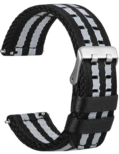 WOCCI Nylon Uhrenarmbander, Seidiges Nylon Uhrenarmband mit Doppellöchern, Kompatible Uhrenanstoßbreite 18mm 20mm 22mm