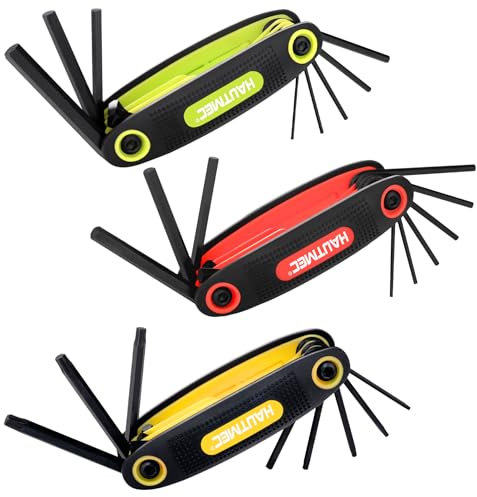 HAUTMEC 25-Piece Folding Allen Key Set, Metric/SAE/Torx Hex Key Set, Heat Treated Chrome Vanadium Steel Allen Wrench Set for Basic Home Repair and General Applications, HT0388