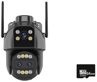 Telecamere di sicurezza per esterni,ngolare, Telecamera IP 4K HD 4G Telecamera IP esterna 10X Zoom Tre lenti Dual Screen Sim Card Telecamera PTZ AI Tracking CCTV Video Surveillance Camera per uso inte