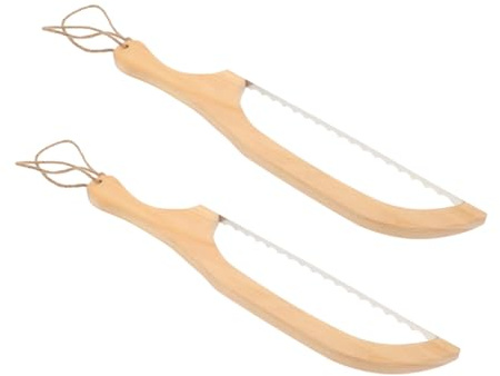 MAGICLULU 2piezas Cuchillo Pan De Madera y Acero Inoxidable Para Cortar Pan Herramienta Para Servir Pastel