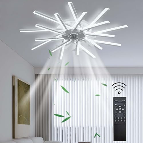 Ventilatore da soffitto intelligente con motore reversibile, moderno, dimmerabile, grande ventilatore da soffitto con luci, per camera da letto e soggiorno, con telecomando, ventilatore da soffitto