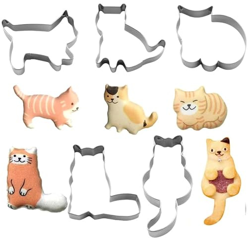 5 teilig Ausstechformen Katze, Keksausstecher katze Set-Edelstahl Katzen Ausstecher Ausstechforme, Fondant Ausstechform Tier Katze, Spülmaschinenfest Klein Plätzchenausstecher