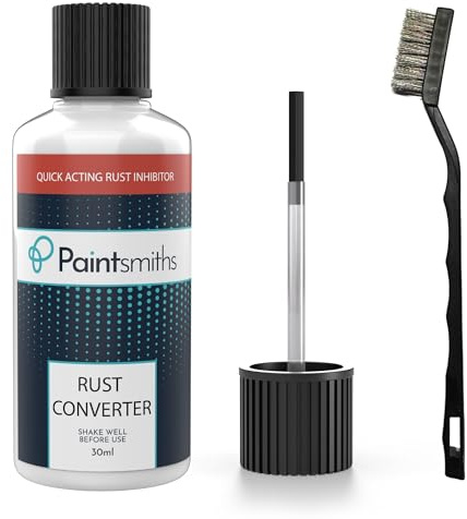 Paintsmiths Rust Converter – Rust Inhibitor & Treatment – 30ml Bottle & Brush – Wire Brush – Rust Remover – Quickly Prevents & Seals Corrosion (Rust Converter with Wire Brush)