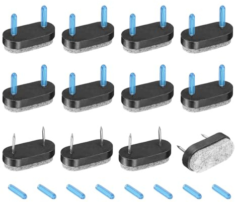 QUARKZMAN 12 Pezzi Cuscinetti in Feltro con Chiodi, Pattini Scorrevoli Rettangolari Arrotondati per Mobili in Legno Tavolo Divano Sedie (18mm, Nero)