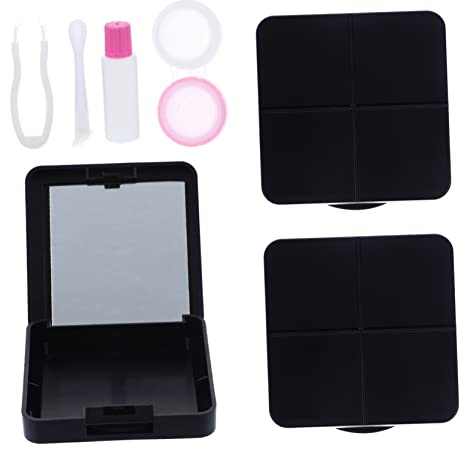 TOBBOMEY 3sets Cases Portable Travel Mirror Box for Contact Lenses Halloween Use Design