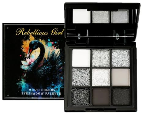 Palette de Fards à Paupières Smokey, 9 Couleurs Halloween D'ombres à Paupières Noir Gris Foncé, Palette de Maquillage Gothique, Mat Shimmer Doux et Lisse Longue Durée Eyeshadow