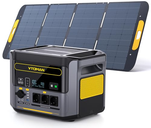 VTOMAN Station Électrique Portable avec 400W Panneau Solaire, 828Wh Batterie LiFeP04 Générateur Solaire de sortie/entrée 1000W CA, Capacité évolutive 2376Wh pour Camping, Camping-cars, Urgence