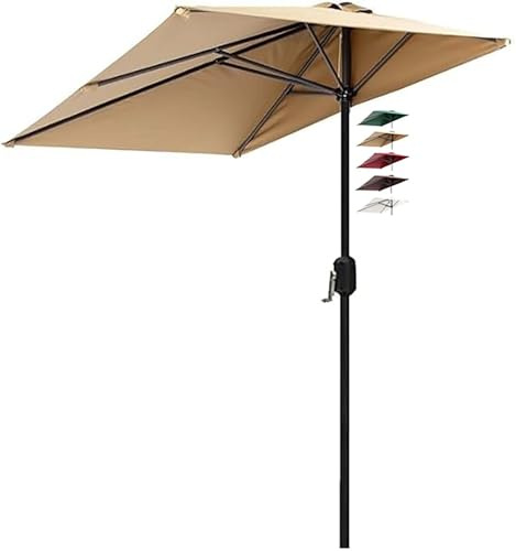 Ombrellone da giardino con manovella facile da 2,5 m, impermeabile, design rettangolare per giardino e terrazza, 5 bracci, include panno di ricambio e copertura per ombrellone, base non necessaria