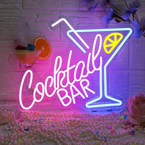 NOXET Cocktails Bar Neon Schild Bar Led Schild Cocktail Neon Sign Drink Leuchtreklame für Wand Cocktail Neonlicht Schriftzug für Pub Store Bier Club Getränkeladen Man Cave Restaurant Party Dekor