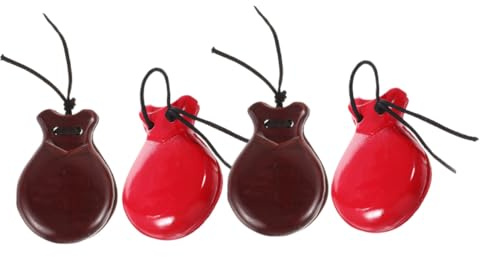Vaguelly 4 Stck Teiliges Holz Castanets für Bunte Finger Castanets aus Sicherem Holz Pädagogisches Percussion Instrument Rhythmus und Musikalischem Talent bei Kleinkindern
