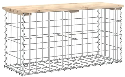 Makastle Banc de Jardin en Design Gabion, Banquette de Jardin, Banc d'Extérieur pour Balcon Porche Terrasse, 83x31,5x42cm Bois Massif de pin