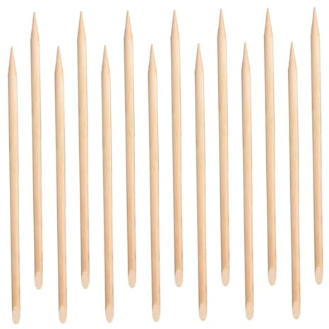 Palitos para Uñas de Madera 100 Unidades, Quitacutículas Dobles Portátiles | Extremo Puntiagudo y Plano, Superficie Lisa Pulida, Útiles Desechables para Manicura, Pedicura y Viajes, Color Caqui
