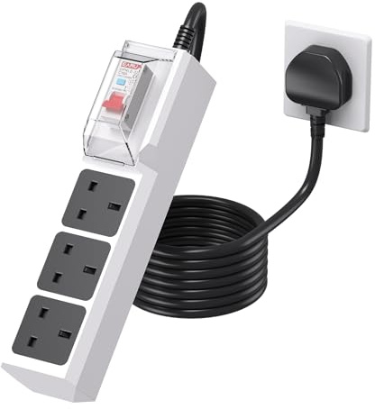 BEVA 3 in 1 RCD Extension Lead, 3M Heavy Duty Extension Lead with Leakage Protection, 13A/3250W RCD Plug for Workshop, Garage, Construction Sites, Old Buildings, Basements