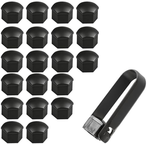 HotoPink 19 mm Universal Wheel Nut Covers, 20 Pcs Hexagonal Wheel Bolt Caps, Black Car Wheel Nut Caps Hub Screw Covers for Most Vehicles (Black, 19 mm)