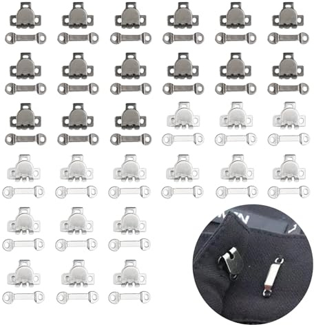 Cyberwork 30 Piezas Ganchos de Costura para Pantalón Negro y Plata, Ganchos de Costura y Cierre de Ojo de Repuesto, Corchetes y Ganchos para Faldas, Pantalones, Suéteres y Proyectos de Costura DIY