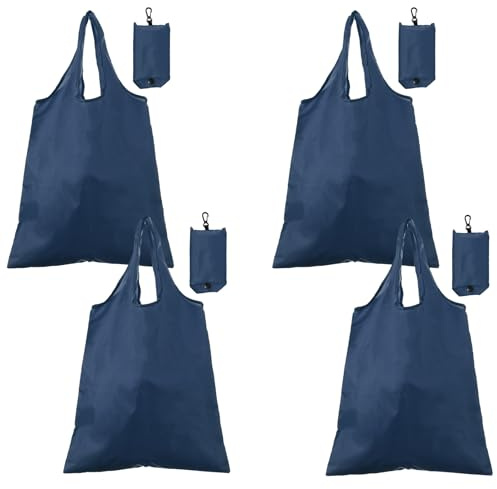 sourcing map Foldable Travel Bag with Handles, Lightweight Polyester Fabric Reusable Grocery Bags, Washable Shopping Tote Pouch
