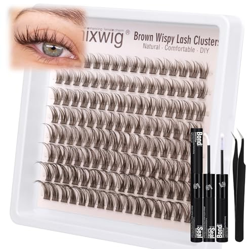 Braune Wimpern Extensions Wispy Lash Cluster Natürliche Künstliche Wimpern Dark Brown Cluster Lashes D Curly 10-16MM DIY Wimpernverlängerung by Lvmixwig