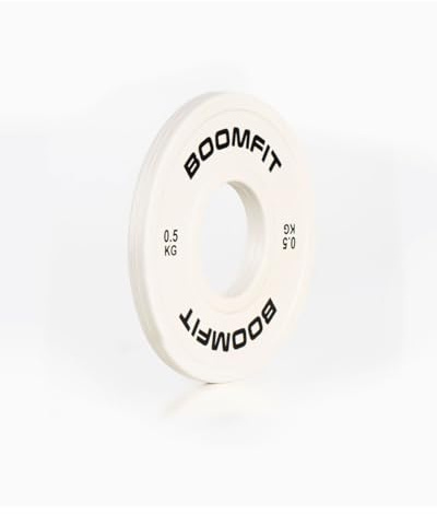 BOOMFIT Dischi Pesi Frazionati 0,5 kg per Bilanciere Olimpico 50 mm | Pesi per Bilanciere in Gomma Antigraffio | Micro Peso per Sovraccarico Progressivo | Venduto Singolarmente