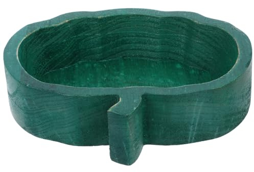 Lurrose Bol en Bois de Citrouille, Plateau de Service Décoratif Vert Citrouille, Saladier Multifonction pour Fruits, Desserts et En-cas, Assiette à Dessert Bois Cuisine Festive, Comptoir