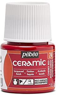 Pébéo - Keramik - Deckende Farbe für Terrakotta, Keramik und Steingut - Flasche 45 ml - Kirschrot