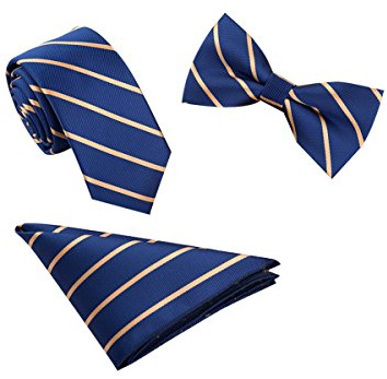 WANYING Herren Klassische 6 * 12cm Fliegen Schleife & 6cm Schmale Krawatte & 22 * 22 cm Einstecktuch 3 in 1 Sets