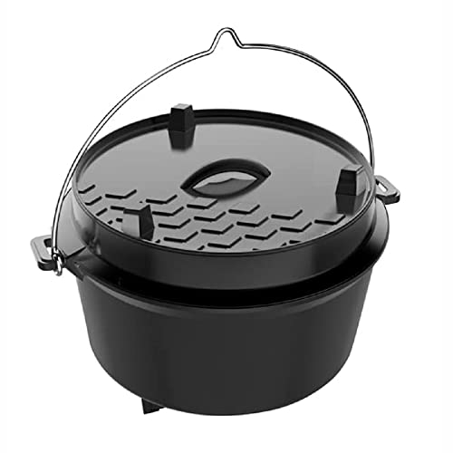 tepro Dutch Oven Größe L aus matt emailliertem Gusseisen mit extra hohem Rand, integriertem Henkel und verschließbarer Öffnung, ca. 12 Liter Füllmenge
