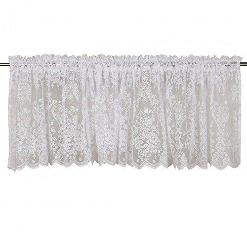 Skandinavisch Französisch Design Scheibengardine Kurzgardine Bistrogardine Gardine Vorhang 'Rosanna' 55 x 250 cm (HxB) weiß Landhaus Shabby French Vintage Nostalgie