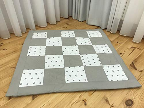 KOSPU Krabbeldecke Patchwork Decke Spieldecke Babydecke 125x125 cm