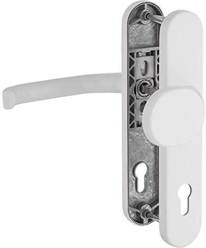 WeRo Schutzbeschlag für Haustüren Knopf/Drücker mit Hochhaltefeder ALU-weiß 2016