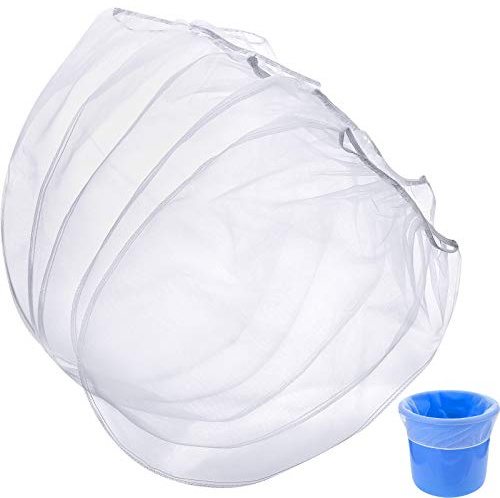 Boao Paint Filter Strainer Bags White Fine Mesh Paint Strainer Bags Elastic Top Disposable Bucket Filter for Painting, Gardening, Plant Protection(20 Pieces,1 Gallon)
