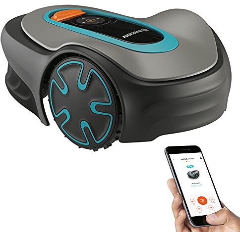 GARDENA SILENO Minimo - Fully automatic robotic lawnmower with Bluetooth App, quietest in the market, boundary wire included, for lawns up to 5400 sq. ft.