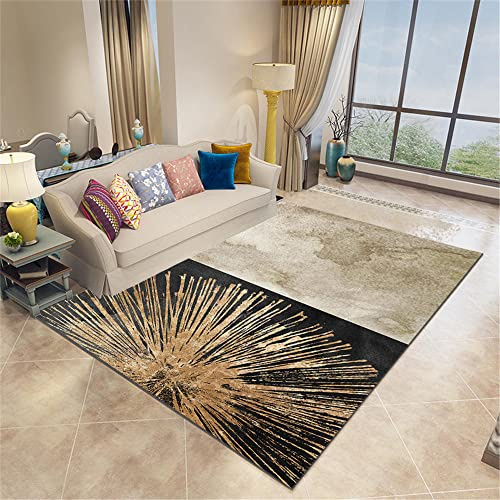 RUGMRZ Wohnzimmerteppich Moderner minimalistischer weicher Rutschfester Wohnzimmer-Schlafzimmer-Korridor-Küchenteppich-Schwarz_80X160CM Teppich auslegeware Waschbar Teppich 80X160CM/2ft 7''X5ft 3''