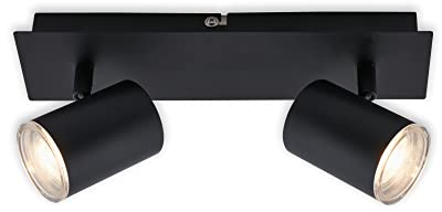 BRILONER Leuchten - Deckenspot, Badleuchte, Badlampe, Deckenleuchte, Strahler dreh- und schwenkbar, 2x LED/GU10, IP44, Schwarz, 290x99x112mm (LxBxH), 2731-025