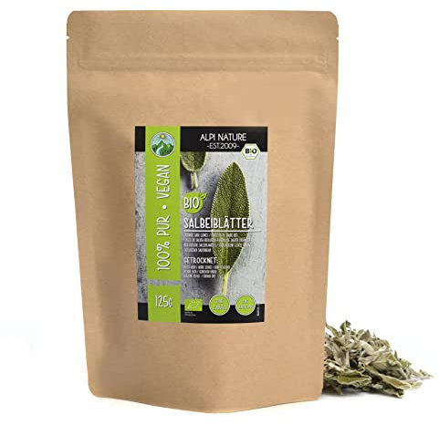 Alpi Nature Salbeitee BIO 125g, Salbeiblätter getrocknet ganz, Salbeiblättertee, Salbei Tee lose, Salbeiblätter Tee