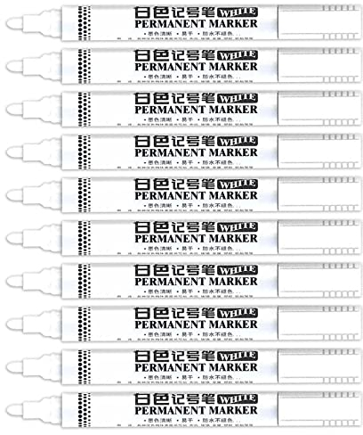 Asudaro 10 Stück Weißer Marker, Permanenter Reifenmarker Permanenter Marker Wasserdichter schnelltrocknender Reifenmarker für Reifen Metall Glas Holz Kunststoff,Weiß