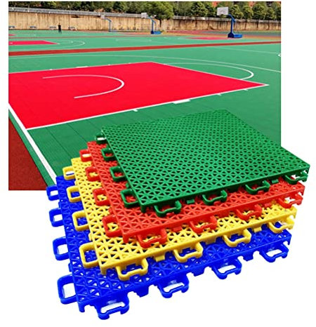 Sportboden 25cm Rutschfester Und Verschleißfester Sportboden Für Basketballplätze, Modulare Ineinandergreifende Sportbodenfliesen, Bunter Kunststoff-Puzzleboden (Color : Red, Size : 1PCS)