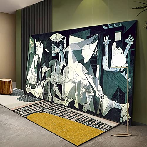 Jianghu Art Famoso Dipinto Ad Olio di Grandi Dimensioni Guernica Replica Tela Arte Poster Astratto Modernismo Immagine Parete Interni Decorazione Domestica 100x200cm(39x78in) Con Cornice