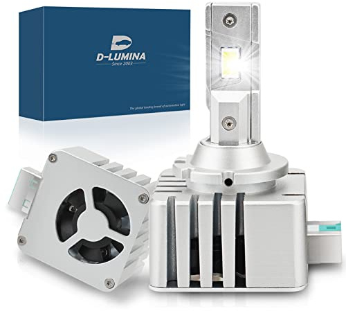 D-Lumina Ampoule D8S D8R LED Voiture,6000K Blanc 2×35W 10000LM Kits de Conversion LED Ampoule de Phare, Faisceau Haut et Bas,Plug and Play au Remplacement D8S HID d'origine, Lot de 2
