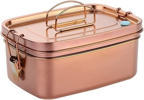 Fiambrera Bento Box, Fiambrera De Acero Inoxidable Bocadillos Bento De Doble Capa Cubiertos De Metal Utensilios De Cocina Ensalada De Verduras Fiambrera (Color : A, Size : As The Picture Shows) (Colo