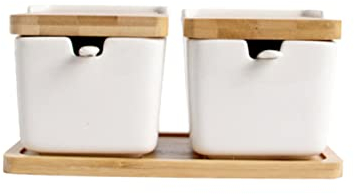YARNOW 2 Juegos Salero Cerámica De Madera Envase