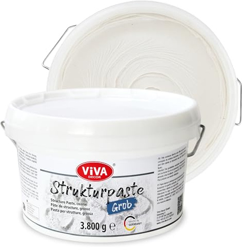 Viva Decor Strukturpaste grob 3,8 kg -weiß - Modellierpaste für Leinwand, Texture Paste für Acrylmalerei, Spachtelmasse grob, Modeling Paste