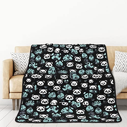TORONG Schwarz-weißes Panda-Gesicht, doppelseitige Flanelldecke für Autobetten und Nickerchen für Erwachsene, eine warme und gemütliche Decke (152,4 x 203,2 cm)