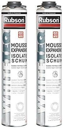Mousse Expansive Isolation Thermique et Phonique, Blanche, Aérosol Pistolable de 750 ml (Lot de 2)