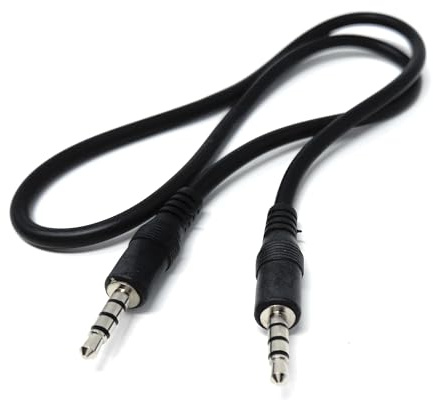 DRUT 50cm 3.5mm 4 Pole TRRS Aux Audio Mic Cable Male to Male Lead | Headphone Mini Jack Stereo Cable Lead Cord 1.6ft