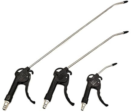 SUOYATE Lot de 3 pistolets à air comprimé coudé en acier inoxydable pour compresseur d'air souffleur d'air 60 mm